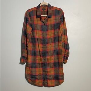 Toad&Co Multicolor Fall Plaid Button Down Tunic Shirt Dress Women’s Medium